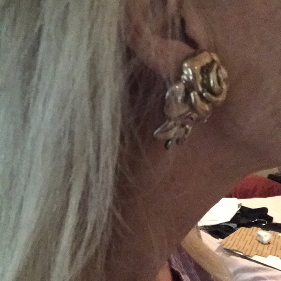 Sterling silver & gold plated earrings clip-on 925 silver mark like-new vintage - Picture 11 of 12